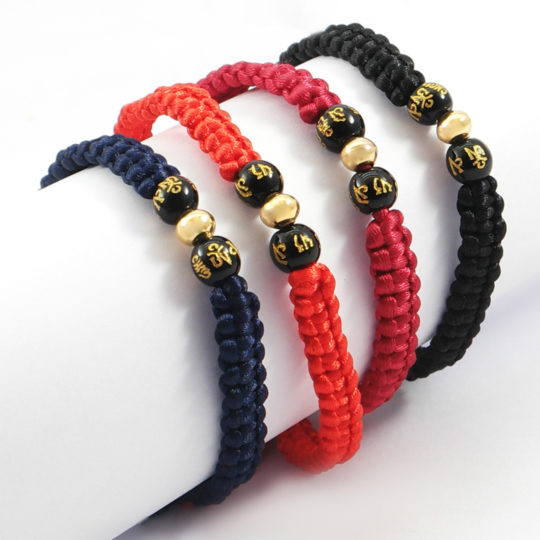 Gelang Emas Tali Kepang Giok Hitam